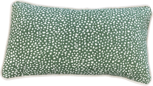 Ivory & Green Chenille Throw Pillow.