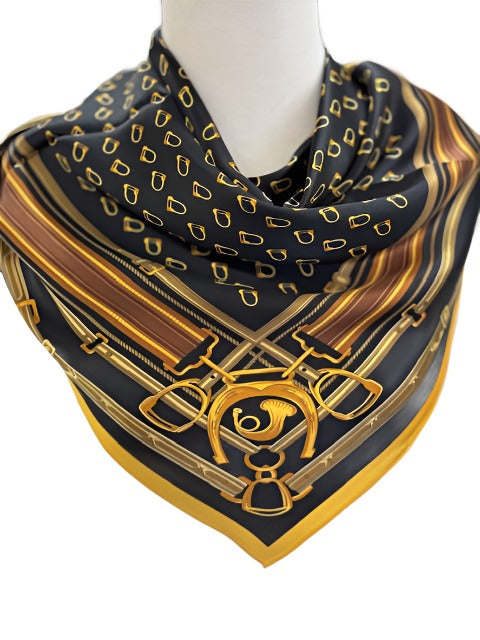 black and yellow silk scarf