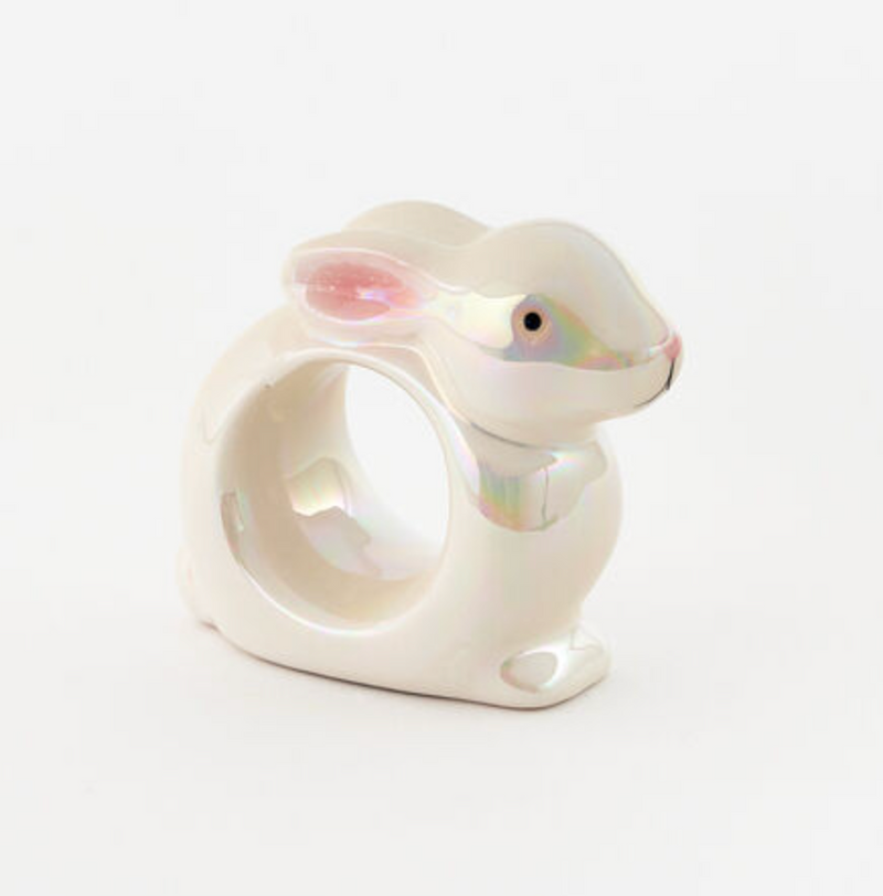 irridescent bunny napkin ring pink ears