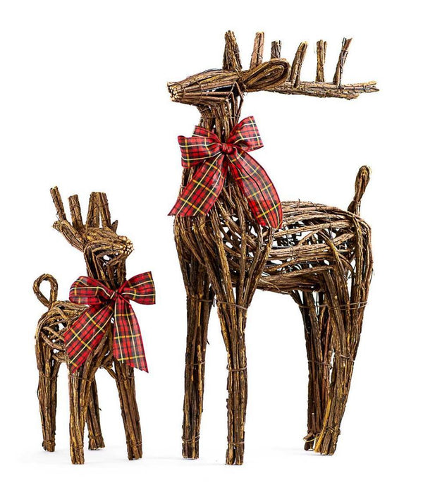 Twig and Metal Reindeer w/Tartan Bow