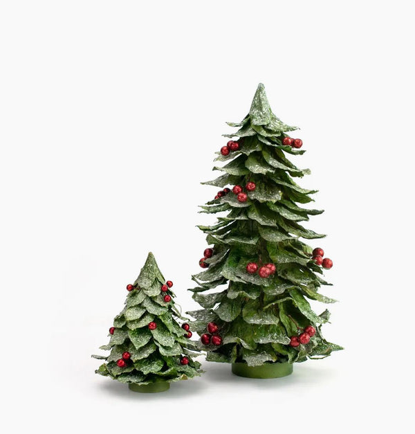 Flocked Leaf Cone Tree w/Berries