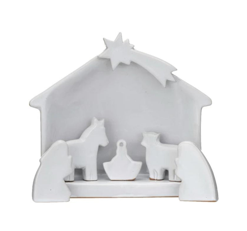 White Stoneware Nativity Set of 7