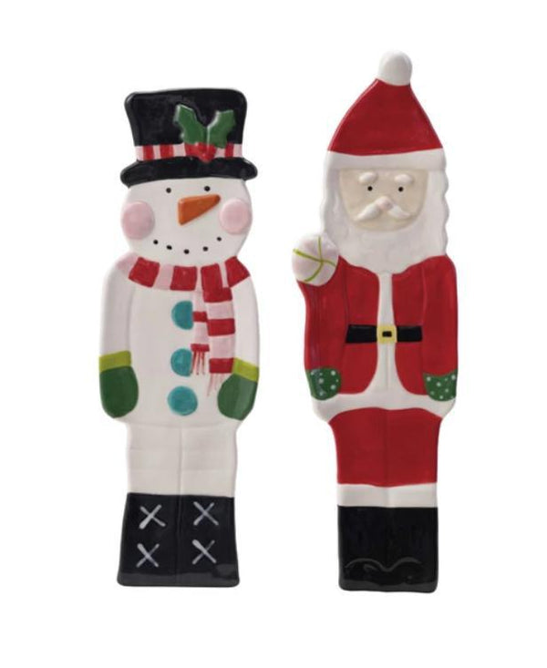 Stoneware Santa/Snowman Shaped Dish
