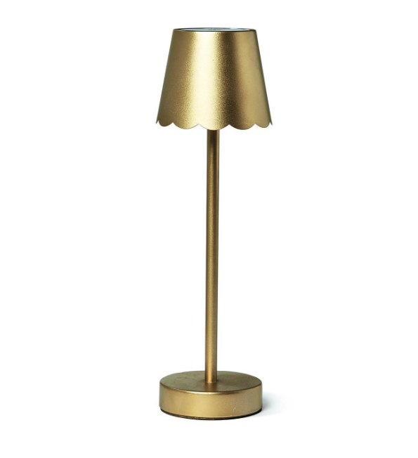 Portable Cordless Table Lamp w/Scalloped Edge Shade
