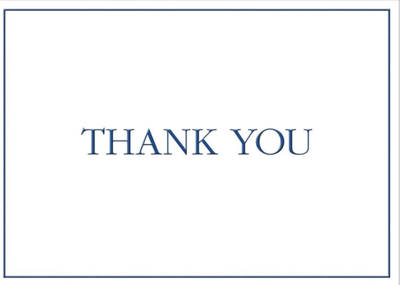Caspari Navy Embossed Thank You Notes