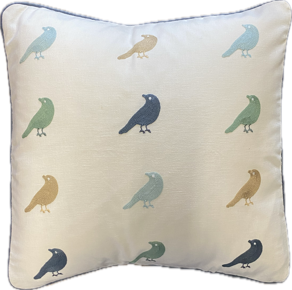 Custom Embroidered Bird Design Pillow