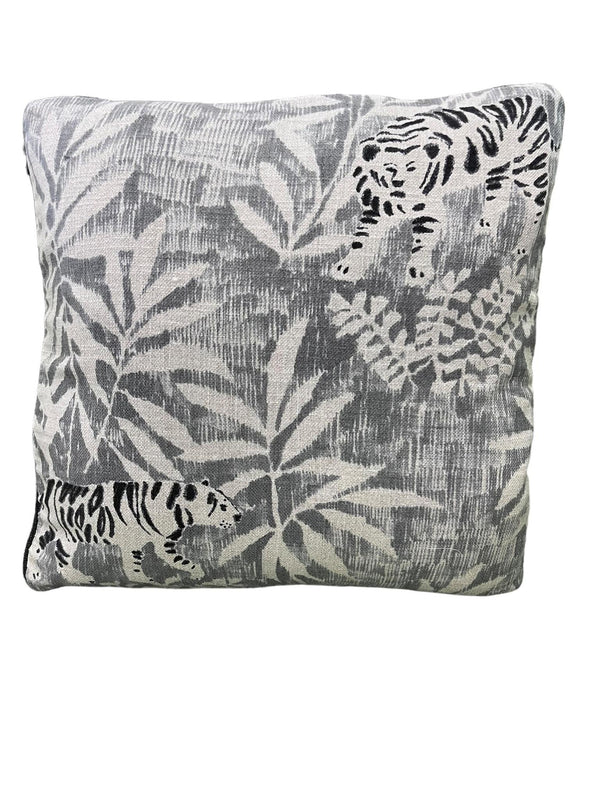 Custom Grey and White Tiger Print Pillow