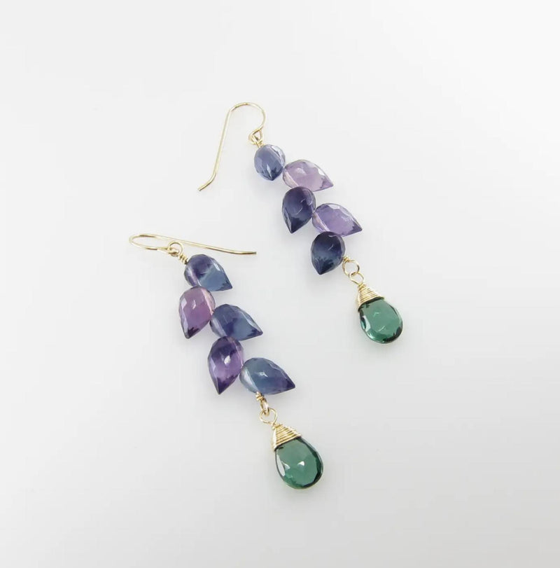 J Mills Rainbow Flourite Cluster Earrings