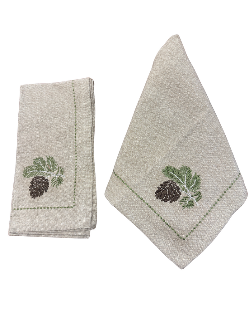 Pinecone Embroidered Cotton Napkin