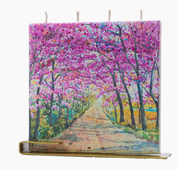 Flatyz Pink Tree Blossoms Walkway 3-Wick Candle