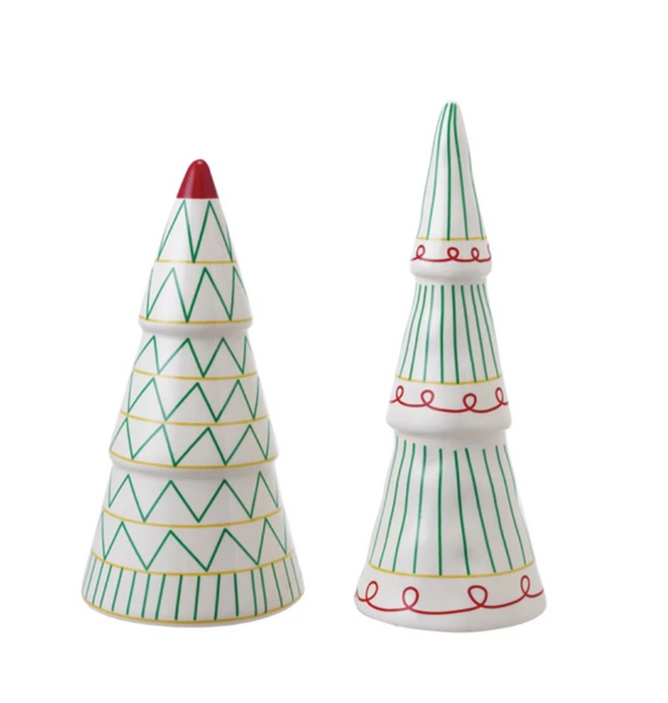 Red & Green Patterned Ceramic Trees