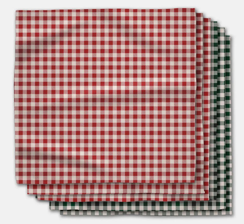 Geometry Christmas Gingham Dinner Napkin