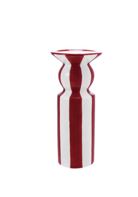 Ceramic Candle Holder Red/White
