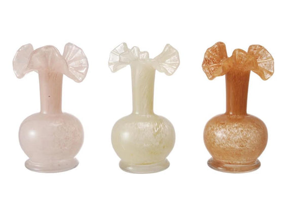 Opaque Glass Vase w/Ruffles
