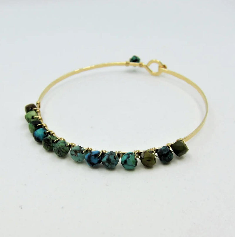 J Mills Gorged Bangle with Green Turquoise