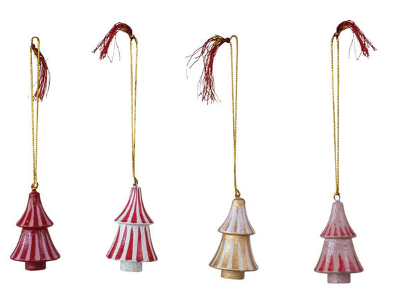 Wood Tree Ornament w/Stripes