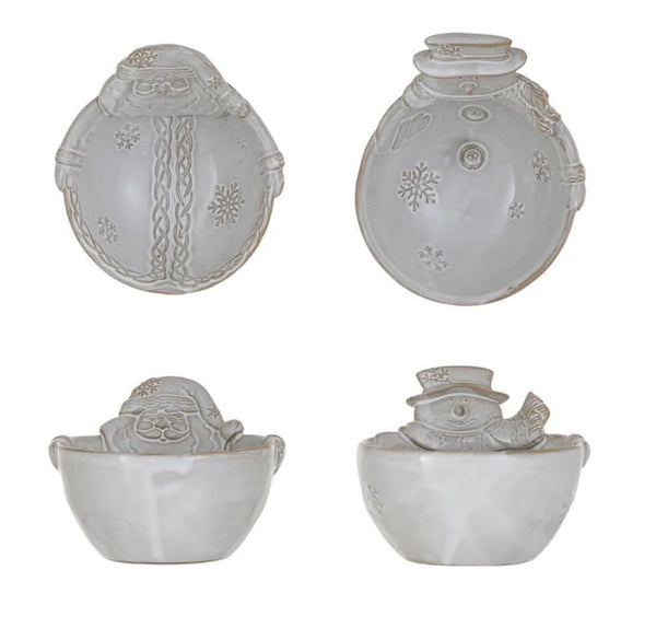 Stoneware Santa/Snowman Bowl