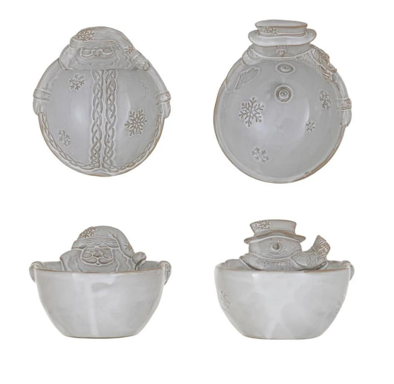 Stoneware Santa/Snowman Bowl