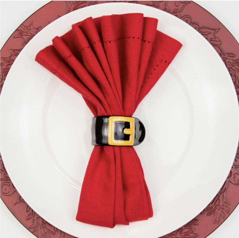 Santa Belt Napkin Ring S/4