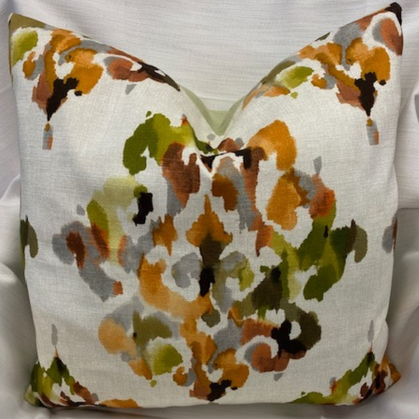 Gold and Green Ikat Design Custom Pillow