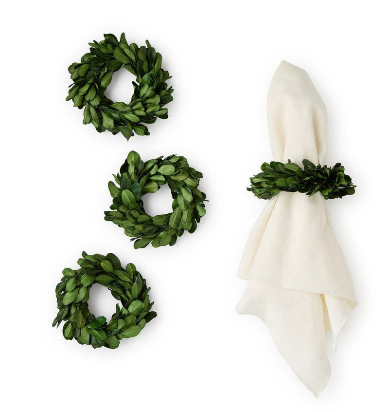 82719 Preserved Boxwood Wreath Napkin Rings s/4