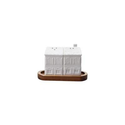 House Salt & Pepper Shakers on Tray