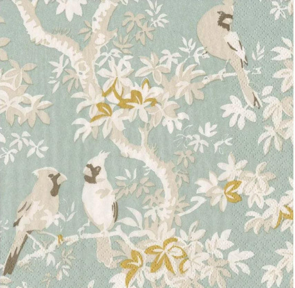 Caspari Scenic Songbirds Celadon