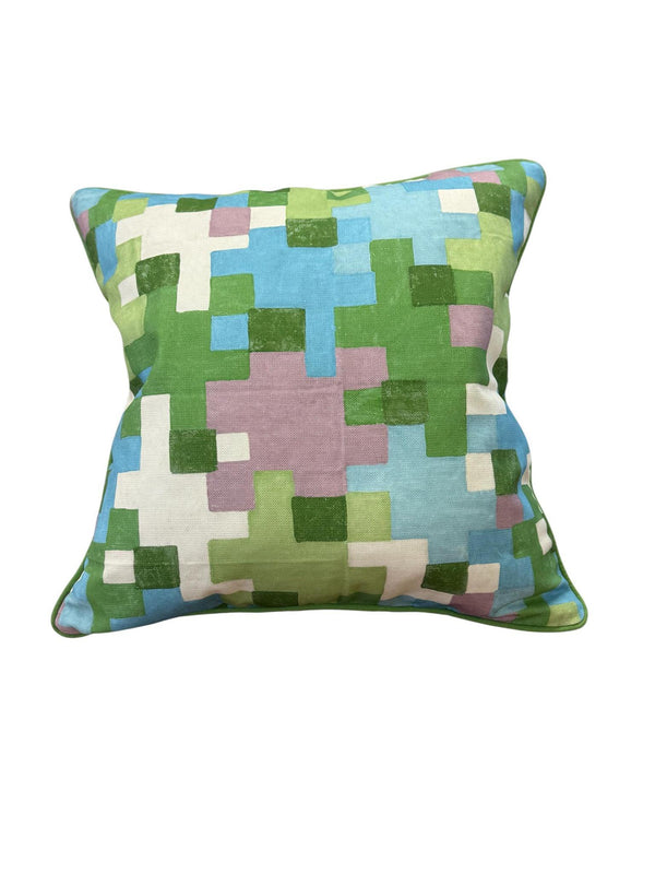 Custom Thibaut Pixel Lavender and Green Pillow