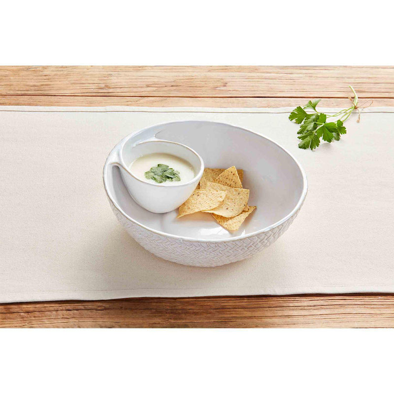 White Textured Chip and Dip Set