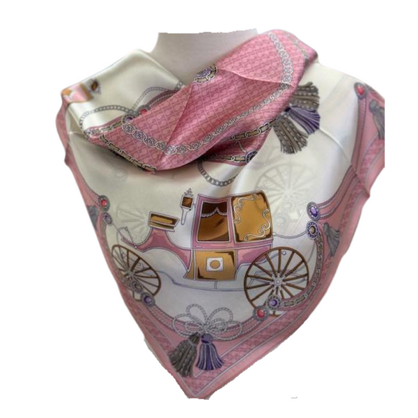 Pink carriage silk scarf