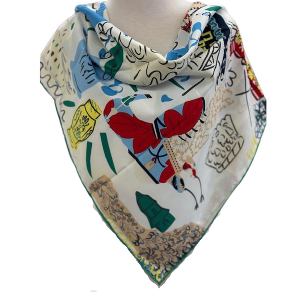 Multi Primary colors silk scarf