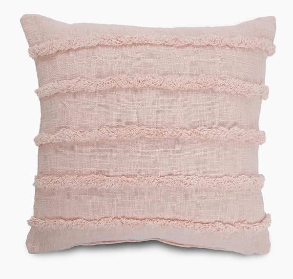 Over-Tufted Stripe Solid Peach Pillow
