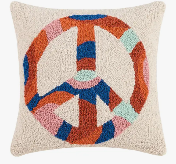 Peace Sign Hooked Pillow
