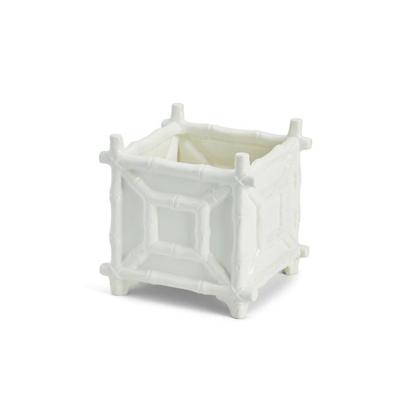 White Faux Bamboo Cachepot