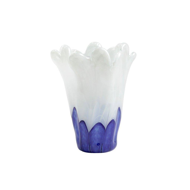 Vietri Onda Glass Cobalt & White Medium Vase