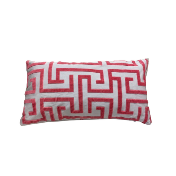 Custom Thibaut Ming Trail Red Lumbar Pillow