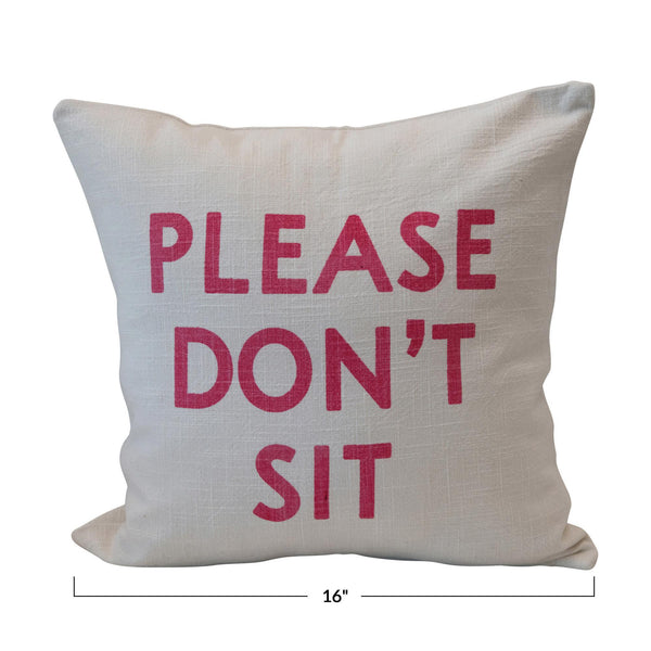 Please Don't Sit Cotton Slub Pillow