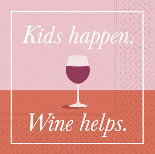 Kids Happen Wine Helps Cocktail Napkin