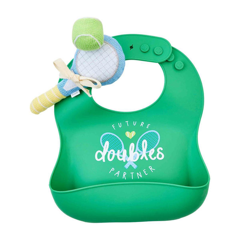 Silicone Tennis Bib and Rattle