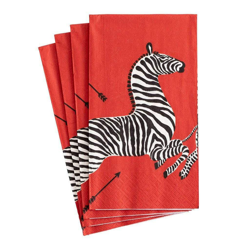 Caspari Red Zebra Guest Towels