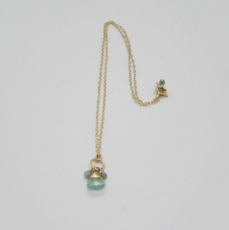 J Mills Aqua Chalcedony Gemstone Drop Necklace